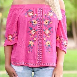 Off The Shoulder Embroidered Top 🌺🌸